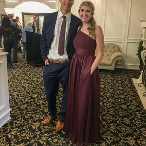 White by Vera Wang One Shoulder Bridesmaid Dress in Wine